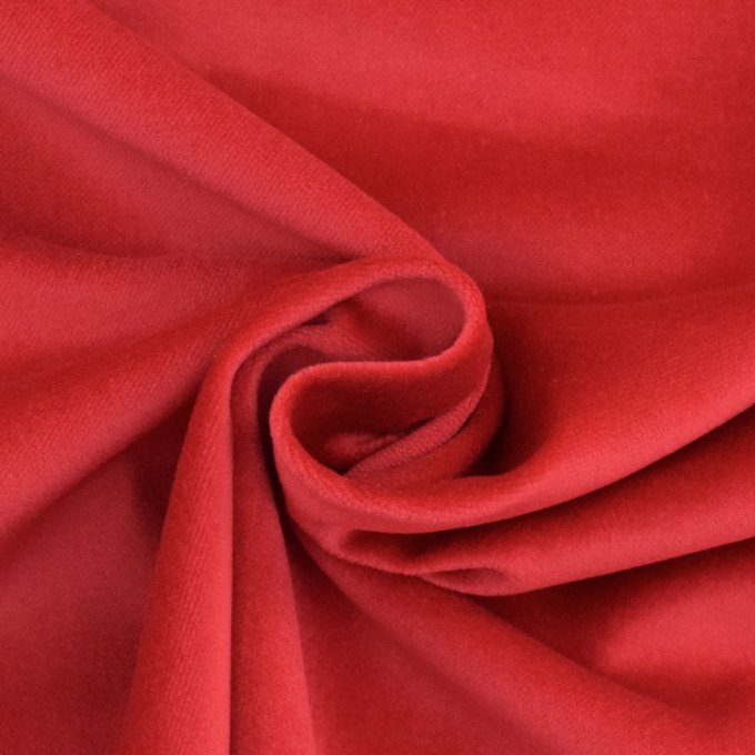Tissu velours de coton, uni rouge