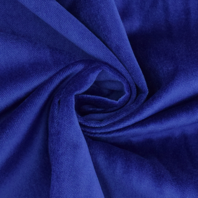 Tissu velours de coton uni, bleu royal