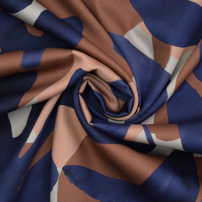 Tissu satin de coton Abstract Leaves,, pourpre