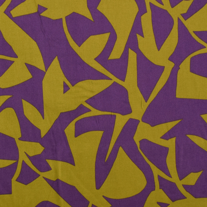 Tissu satin de coton Géométrique abstract, pourpre