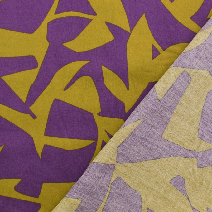 Tissu satin de coton Géométrique abstract, pourpre