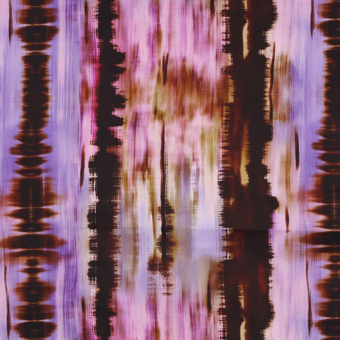 Tissu satin de coton rayé abstrait Batik Abstract Stripes, pourpre