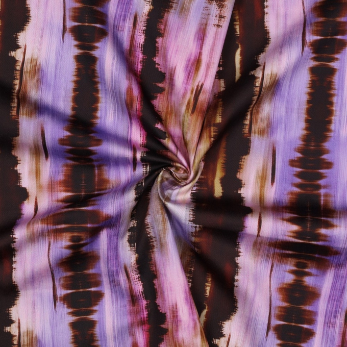 Tissu satin de coton rayé abstrait Batik Abstract Stripes, pourpre