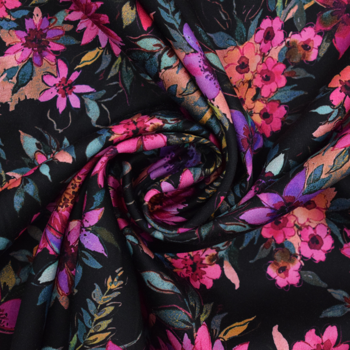 Cotton satin flower love, black