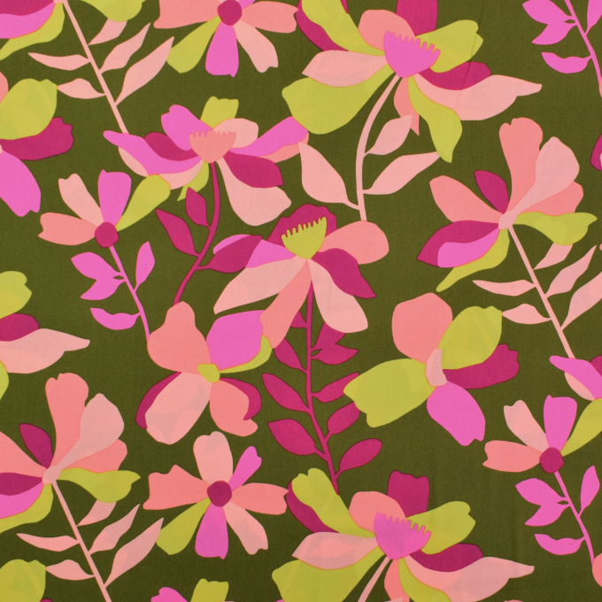 Tissu satin de coton Nerida Hansen Cloverdale, vert mousse