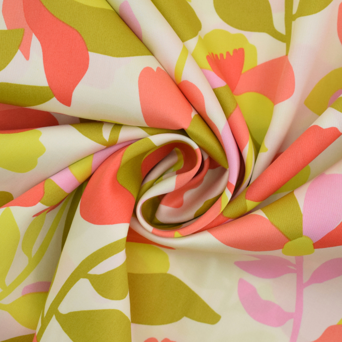 Tissu satin de coton Nerida Hansen Cloverdale, blanc cassé
