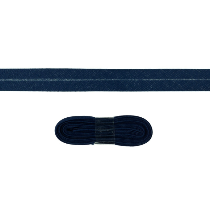 Katoenen biasband Uni, 3m stuk, donkerblauw