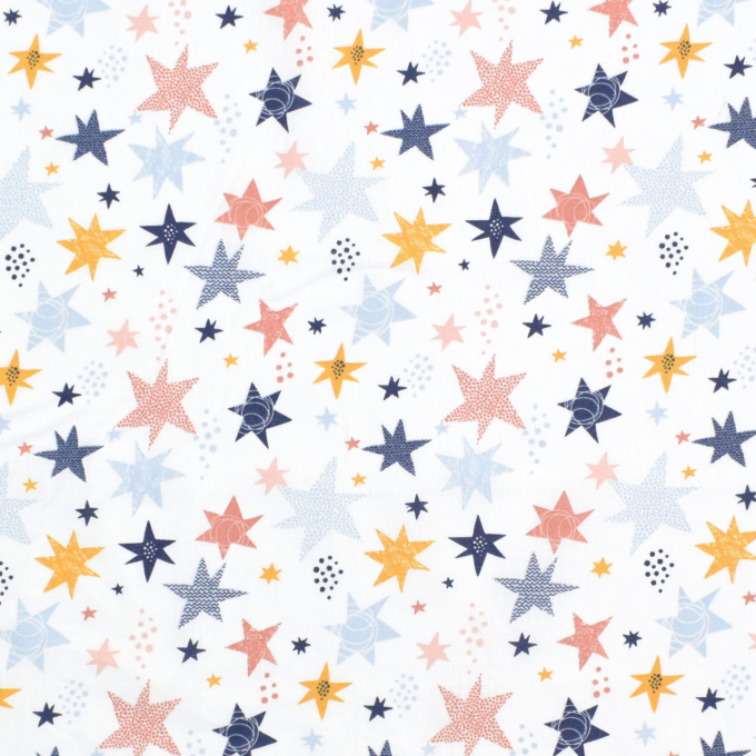 Baumwollstoff Color Stars, blau