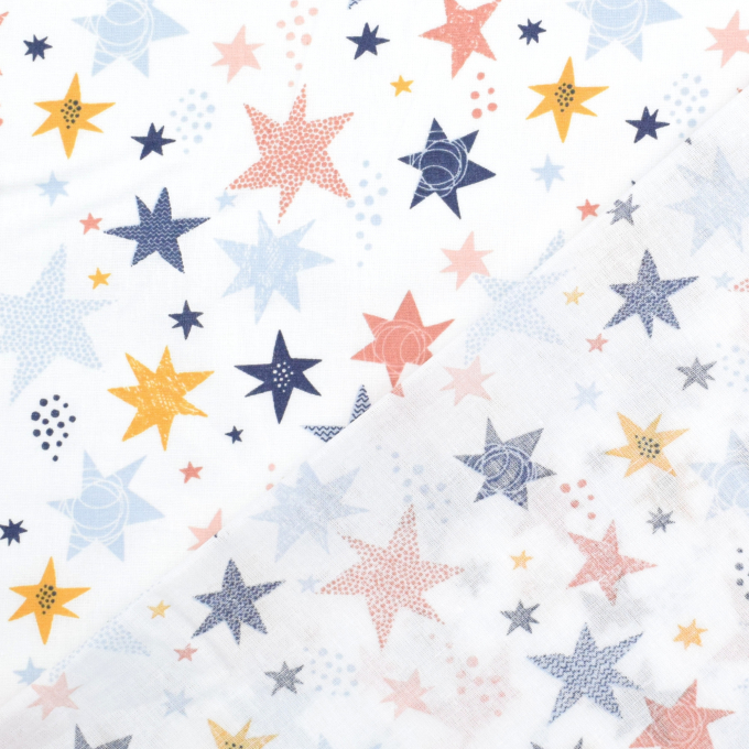 Baumwollstoff Color Stars, blau