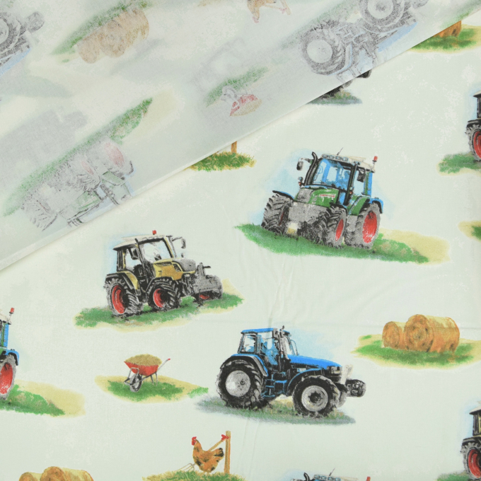 Baumwollstoff Cretonne Farmlife, wollweiß