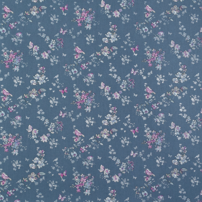 Baumwollstoff Cretonne Flower Dream, taubenblau