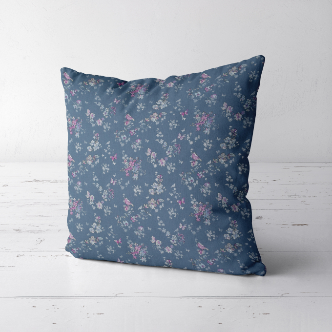 Baumwollstoff Cretonne Flower Dream, taubenblau