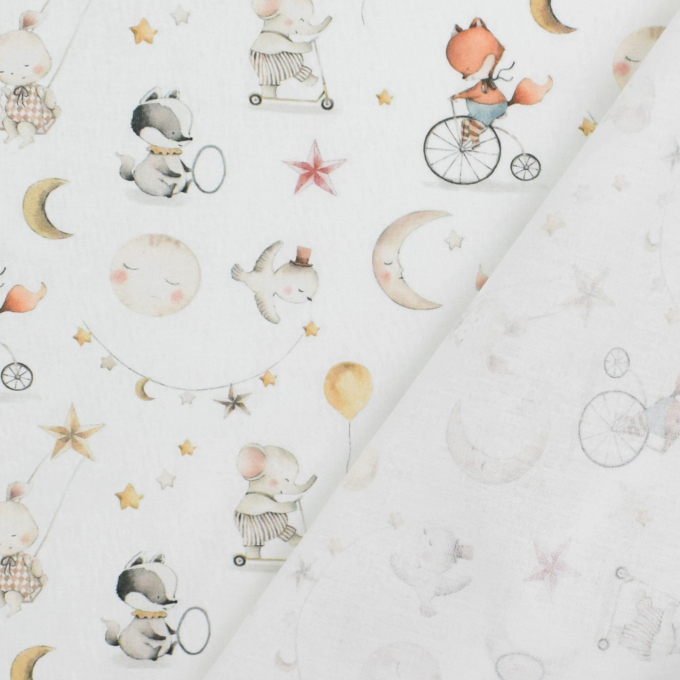 Baumwollstoff Cretonne Sleeping Animals, wollweiss