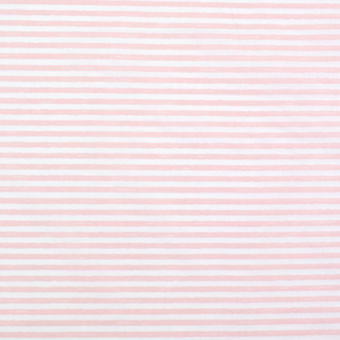 Tissu coton cretonne rayé, rose