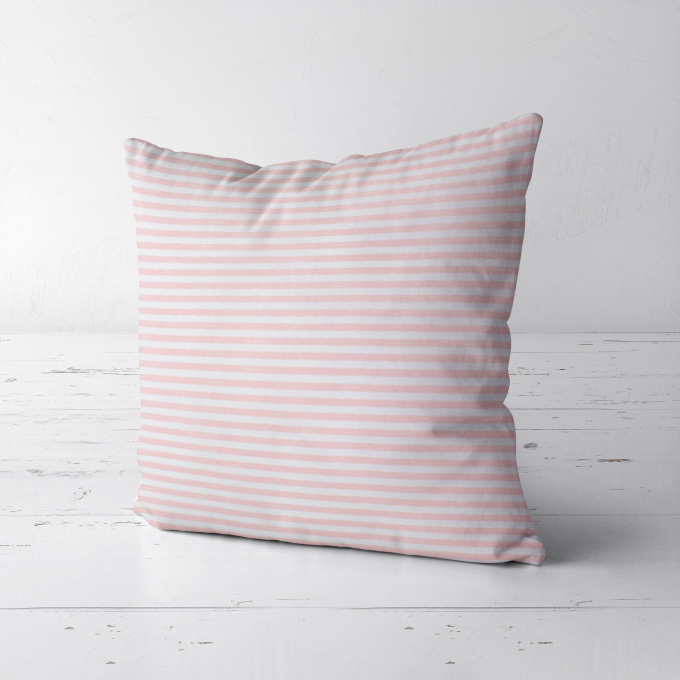 Tissu coton cretonne rayé, rose