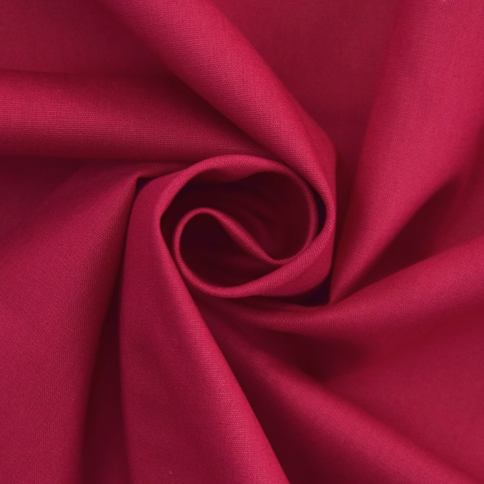 Tissu coton popeline, rouge fraise