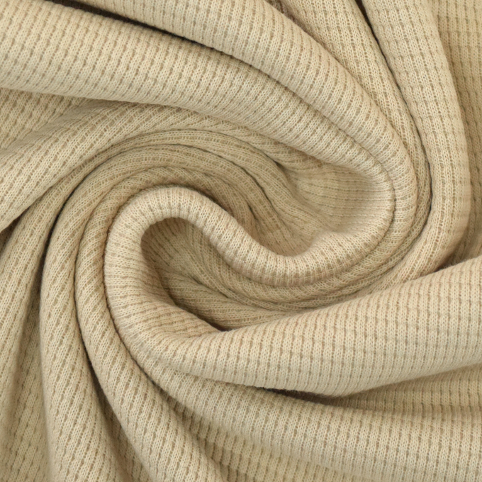 Tissu jersey coton gaufré Lilli, beige clair