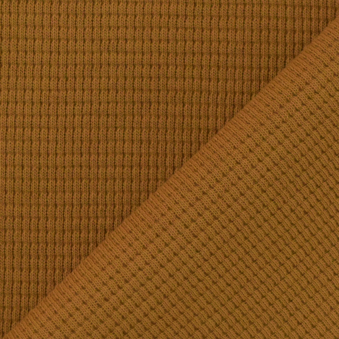 Tissu jersey coton gaufré Lilli, chamois