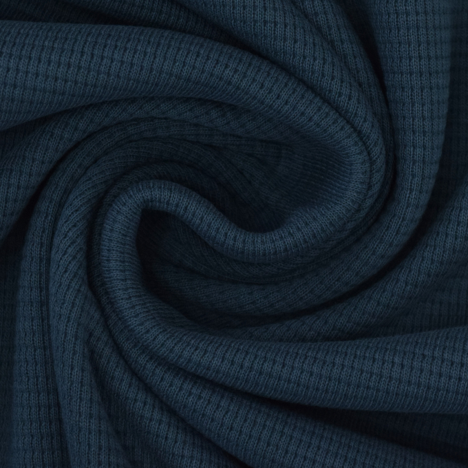 Tissu jersey coton gaufré Lilli, bleu denim