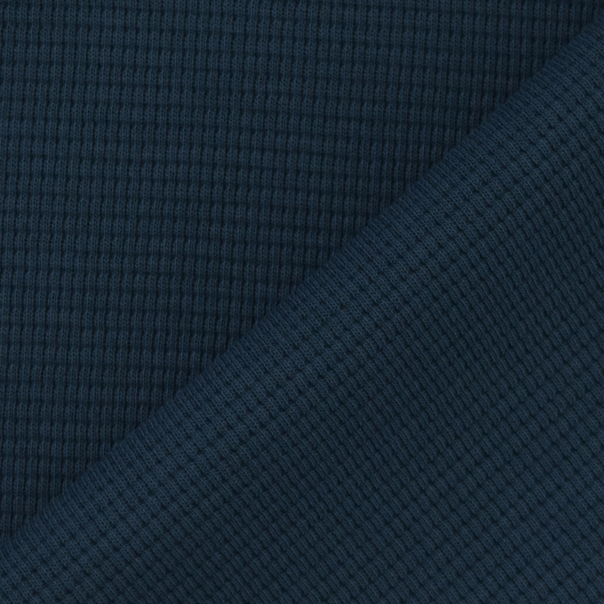 Tissu jersey coton gaufré Lilli, bleu denim