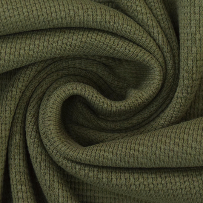 Tissu jersey coton gaufré Lilli, kaki