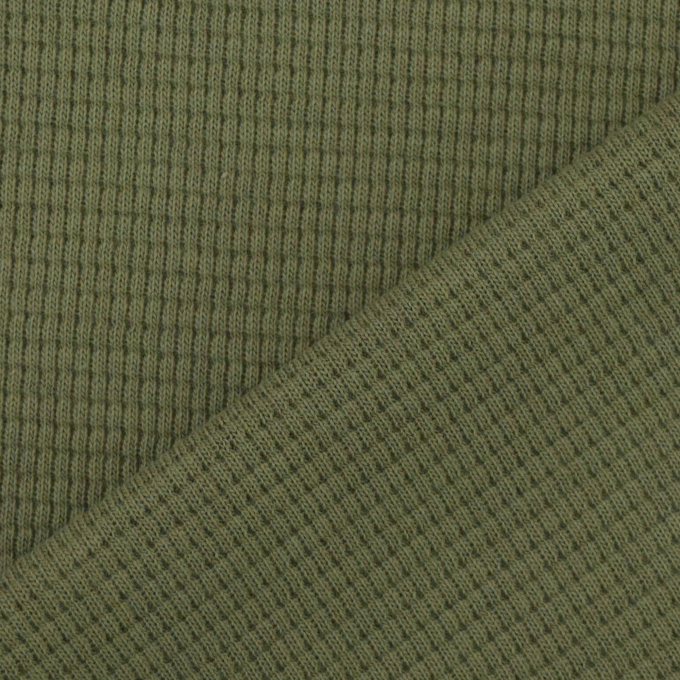 Tissu jersey coton gaufré Lilli, kaki