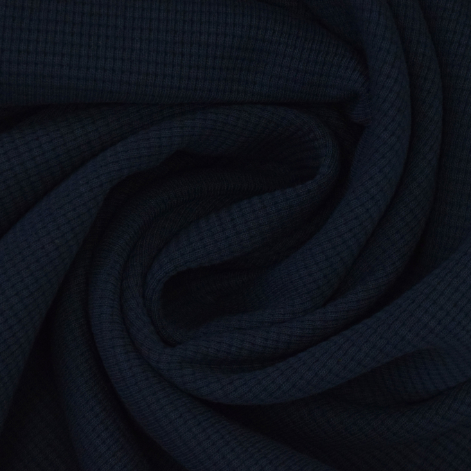 Tissu jersey coton gaufré Lilli, marine