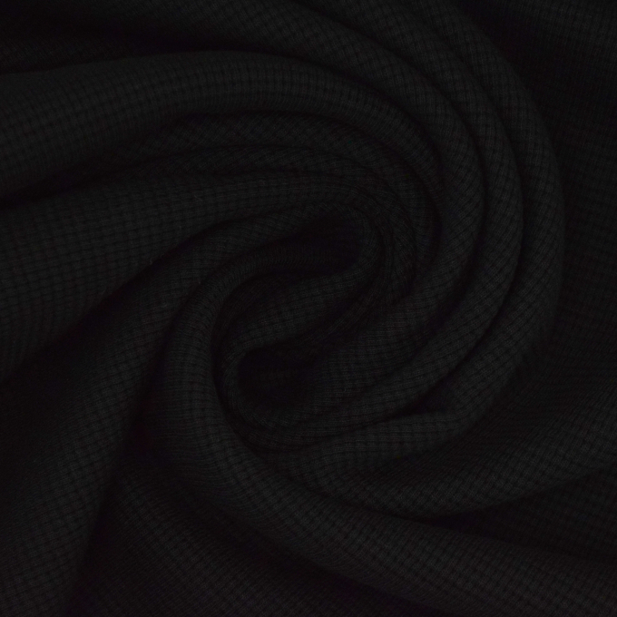 Tissu jersey coton gaufré Lilli, noir