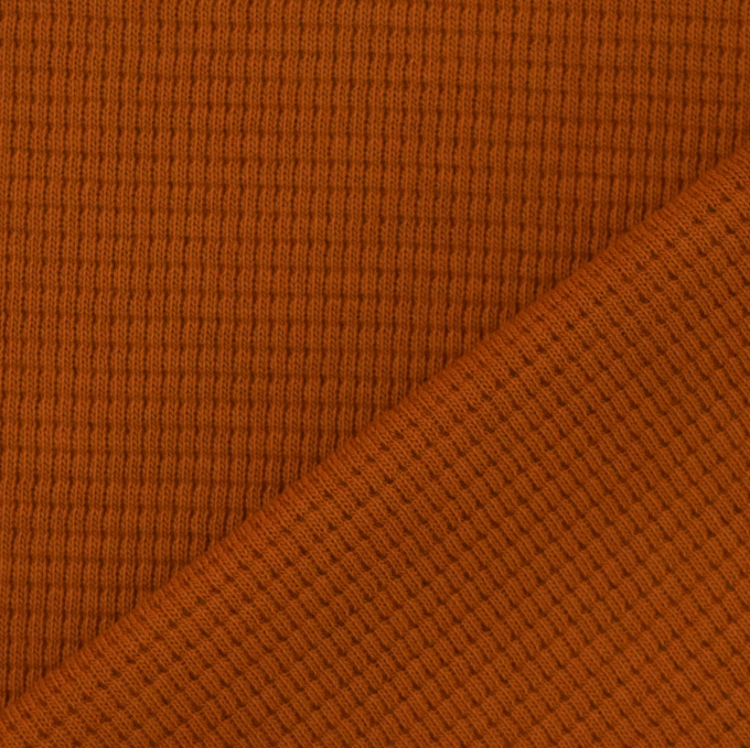 Tissu jersey coton gaufré Lilli, terracotta