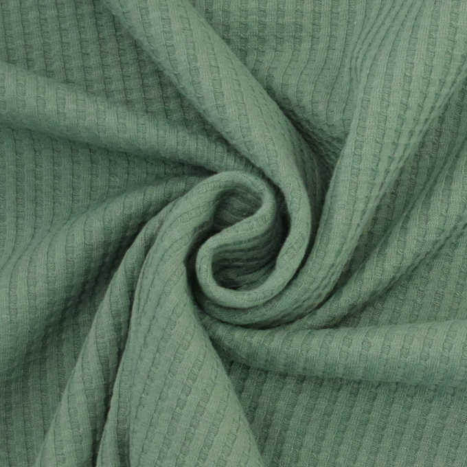 Tissu jersey de coton gaufré Melina, vert moyen