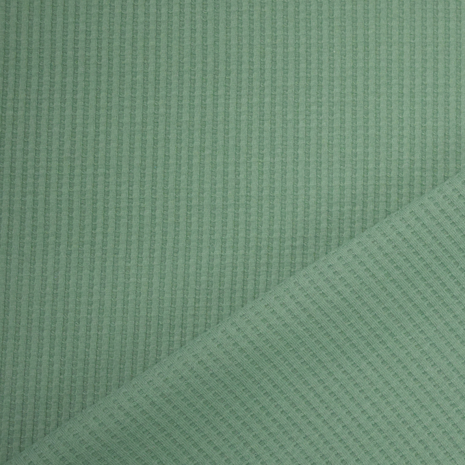 Tissu jersey de coton gaufré Melina, vert moyen
