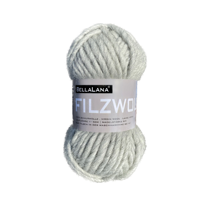 Pelote de laine à feutrer laine vierge BellaLana, 50g, gris clair