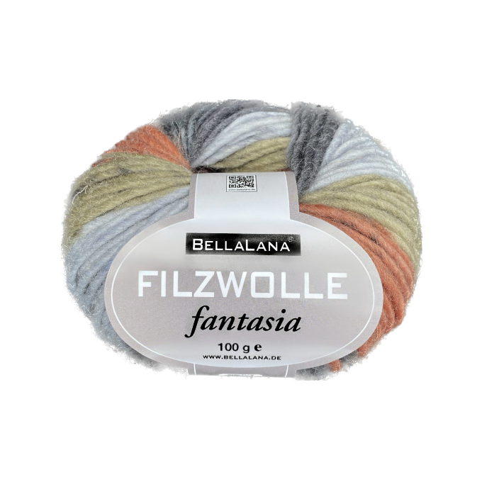 Pelote de laine à feutrer laine vierge Fantasia BellaLana, 100gr, gris