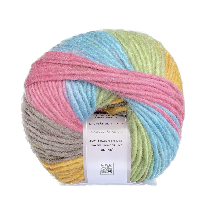 Pelote de laine à feutrer laine vierge Fantasia BellaLana, 100gr, multicolore
