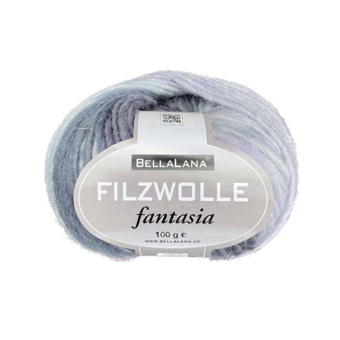 Pelote de laine à feutrer laine vierge Fantasia BellaLana, 100gr, lilas pastel