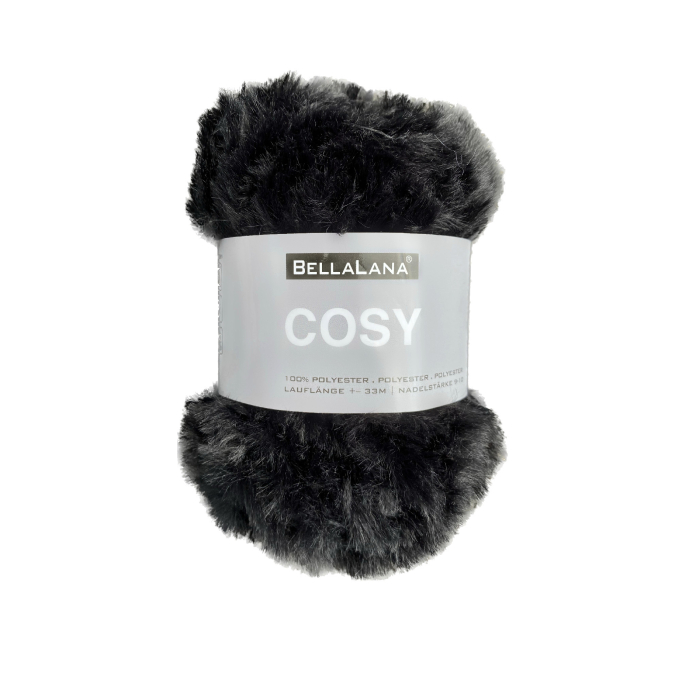 Pelote de laine fourrure BellaLana Cosy 50g, noir