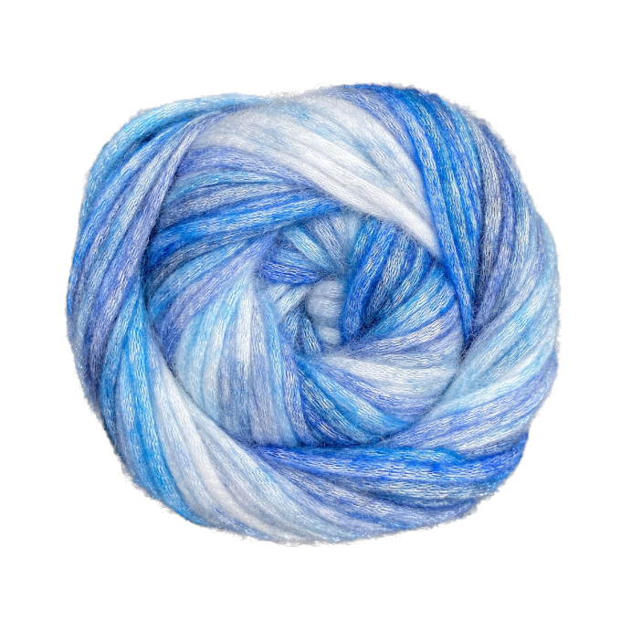 Pelote de laine modal BellaLana Filigran, 100g, blanc-bleu