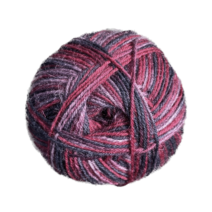 Pelote de laine à chaussettes laine vierge & polyamide BellaLana Gute Laune 100gr, baie
