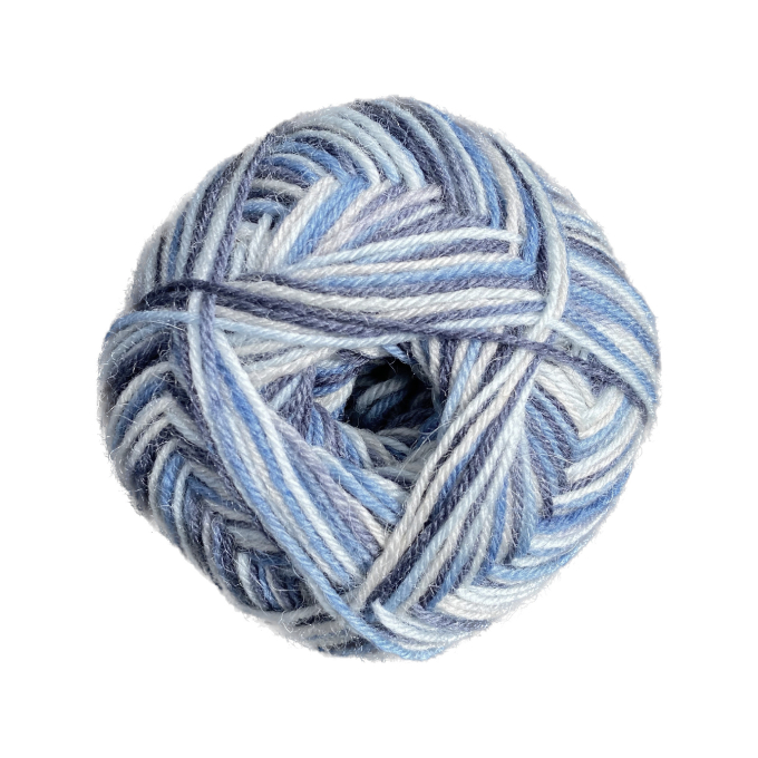 Pelote de laine à chaussettes laine vierge & polyamide BellaLana Gute Laune 100gr, bleu-blanc