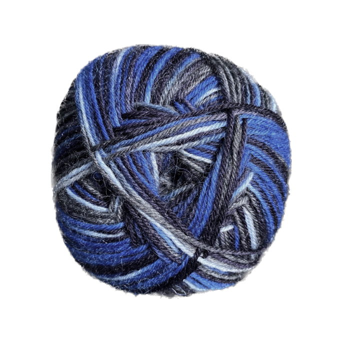 Pelote de laine à chaussettes laine vierge & polyamide BellaLana Gute Laune 100gr, bleu-anthracite