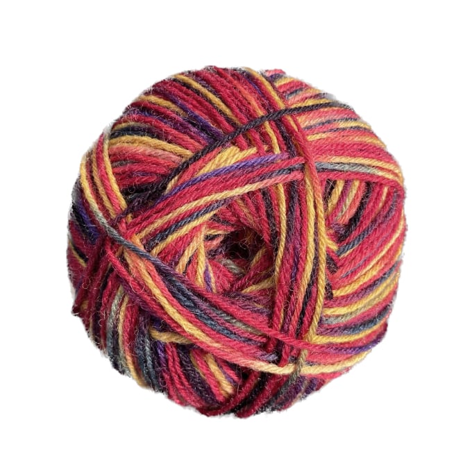 Pelote de laine à chaussettes laine vierge & polyamide BellaLana Gute Laune 100gr, rouge-orange