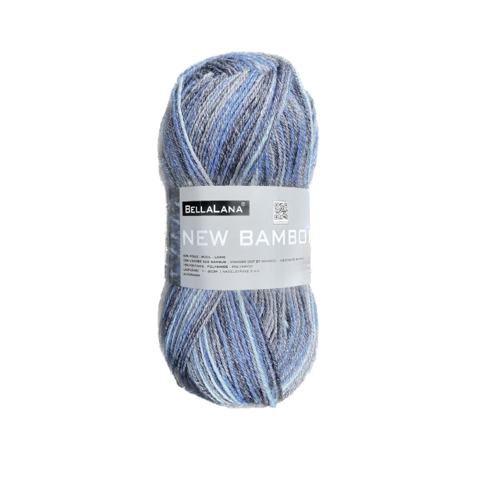 Pelote de laine & bambou BellaLana New Bamboo, 50g, anthracite-bleu