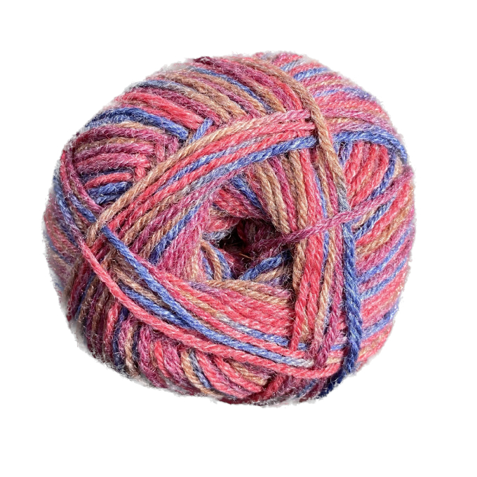 Pelote de laine & bambou BellaLana New Bamboo, 50g, rouge-multicolore
