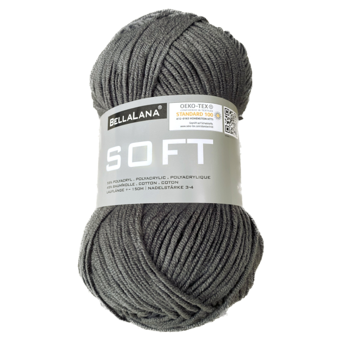 BellaLana wol SOFT  50gr. , donkergrijs