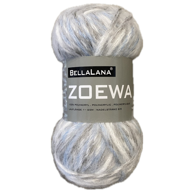 Pelote de laine douce polyacrylique BellaLana ZOEWA, 50g, bleu clair