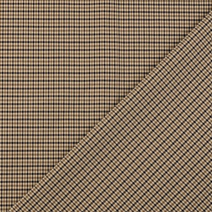 Tissu viscose bengaline à carreaux effet pied de poule Little Squares, beige