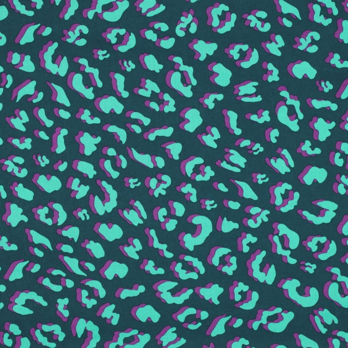 Gecoate katoen Animal Skin, donkerpetrol