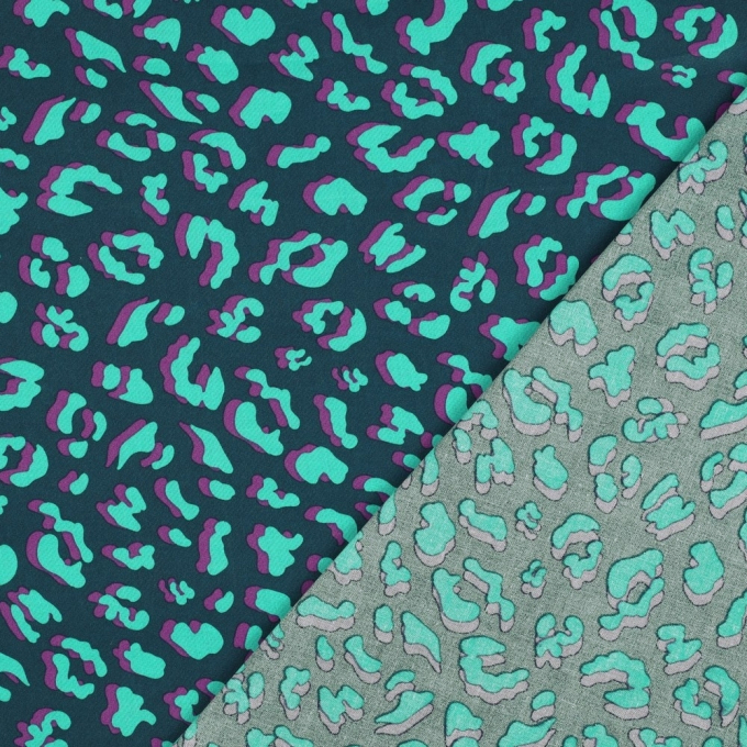 Gecoate katoen Animal Skin, donkerpetrol