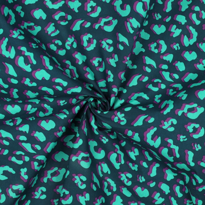 Gecoate katoen Animal Skin, donkerpetrol