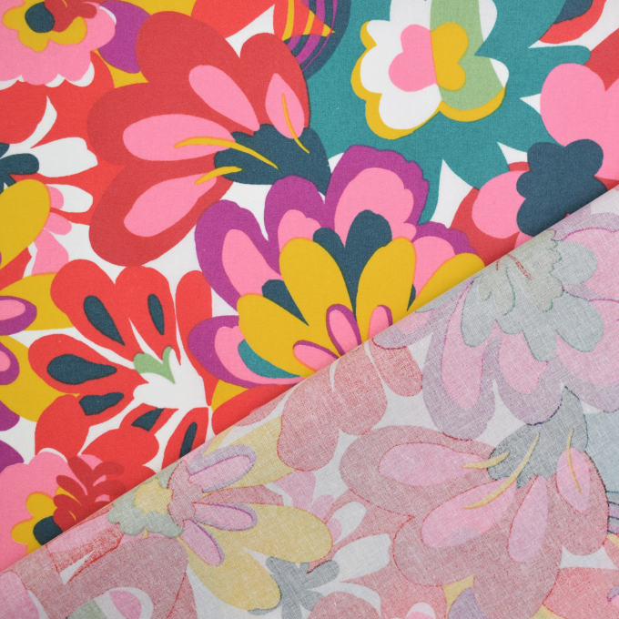 Tissu enduit coton déperlant Flower Dream, rouge